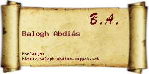 Balogh Abdiás névjegykártya